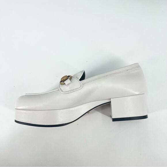GUCCI Houdan Horsebit Leather Platform Loafers Chunky Retro Block Heel Size 35.5 - Picture 11 of 15